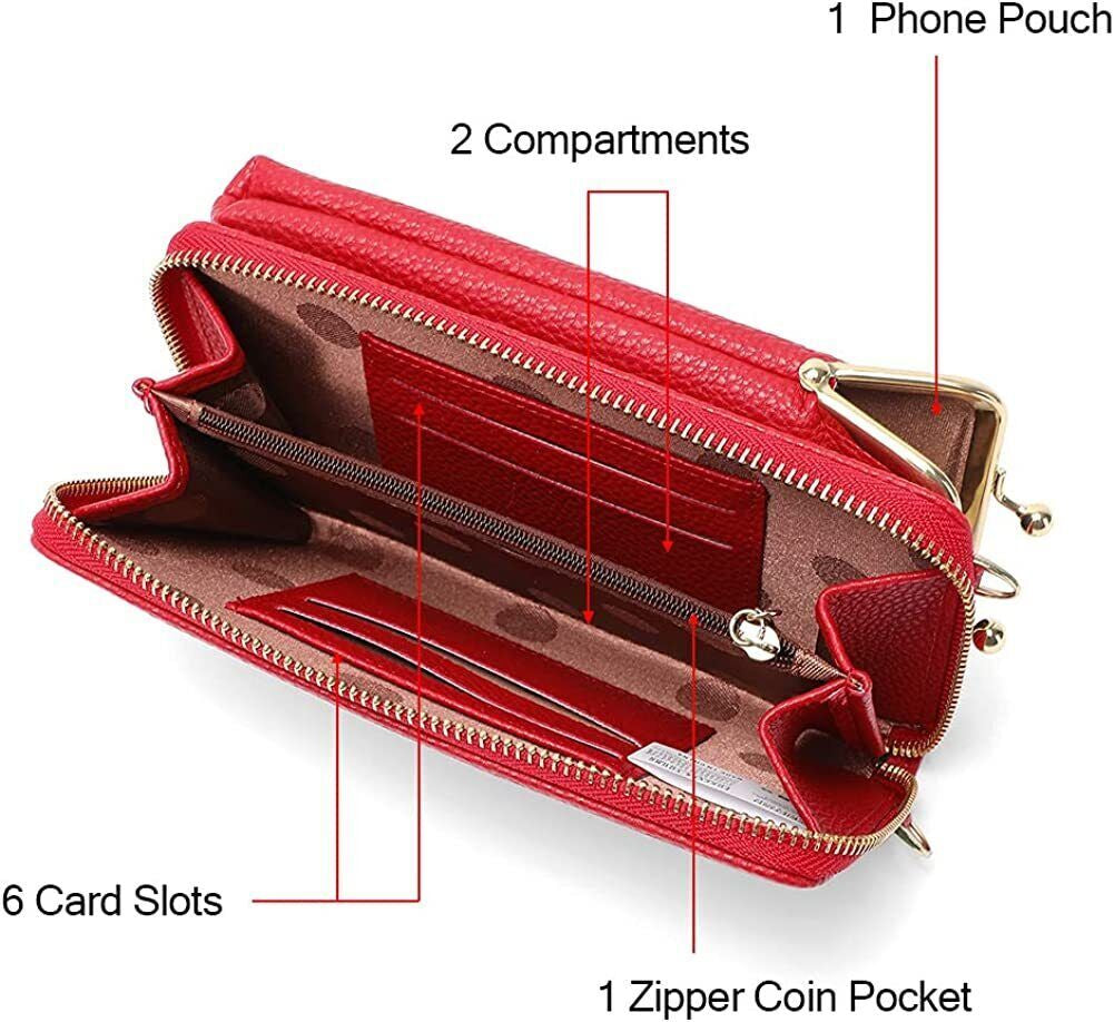 Small Crossbody Cell Phone Bag for Women Leather Shoulder Bag Card Holder Wallet