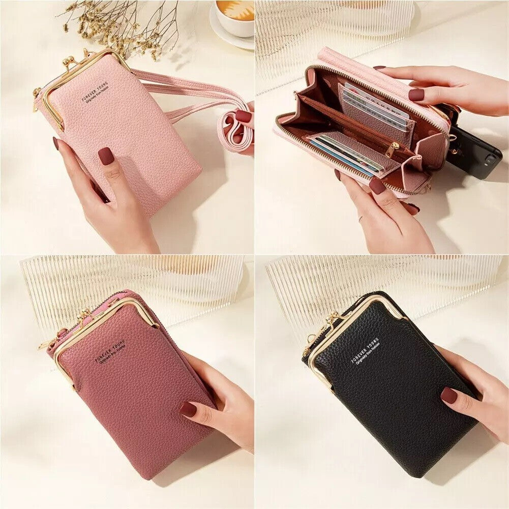 Small Crossbody Cell Phone Bag for Women Leather Shoulder Bag Card Holder Wallet