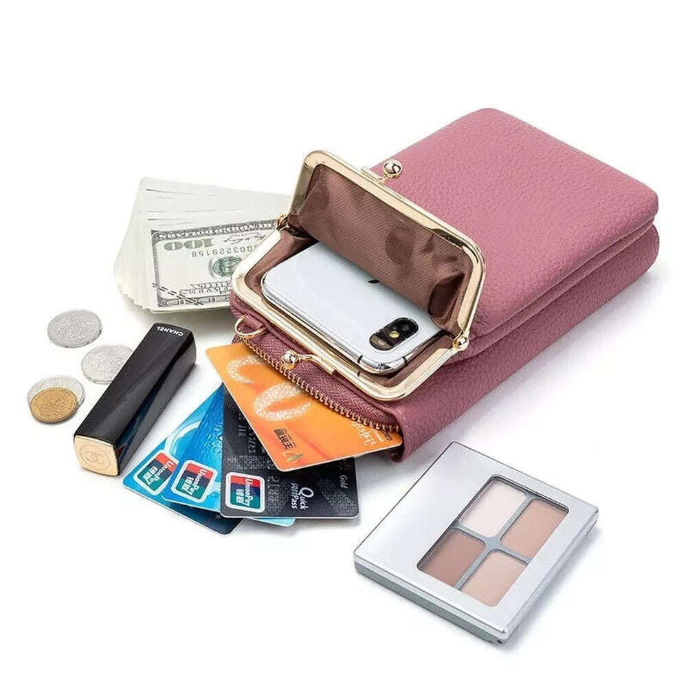 Small Crossbody Cell Phone Bag for Women Leather Shoulder Bag Card Holder Wallet