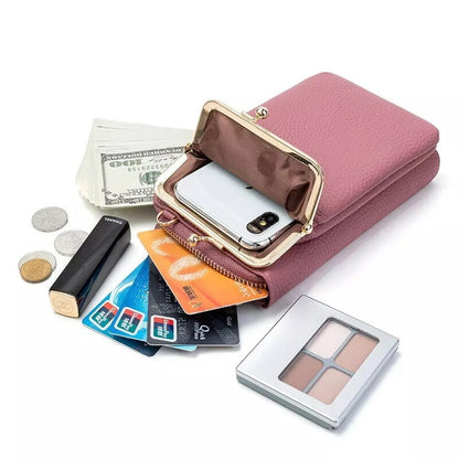 Small Crossbody Cell Phone Bag for Women Leather Shoulder Bag Card Holder Wallet