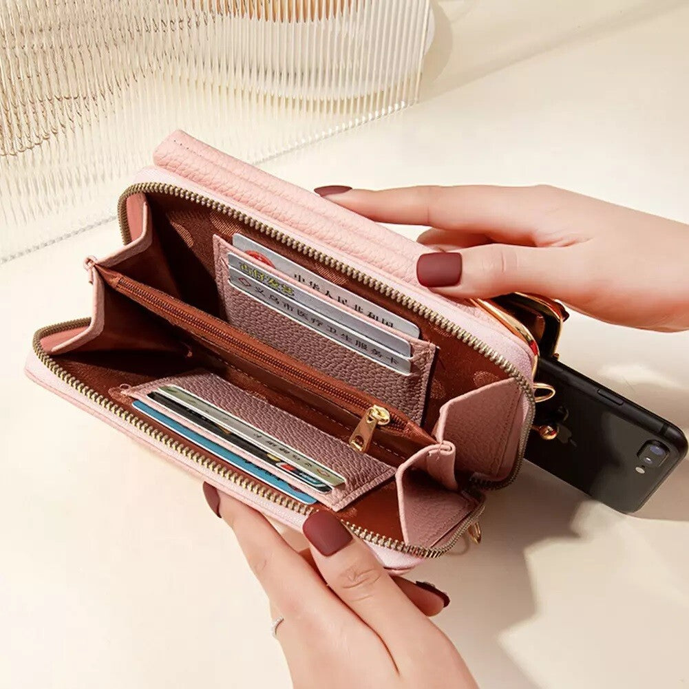 Small Crossbody Cell Phone Bag for Women Leather Shoulder Bag Card Holder Wallet