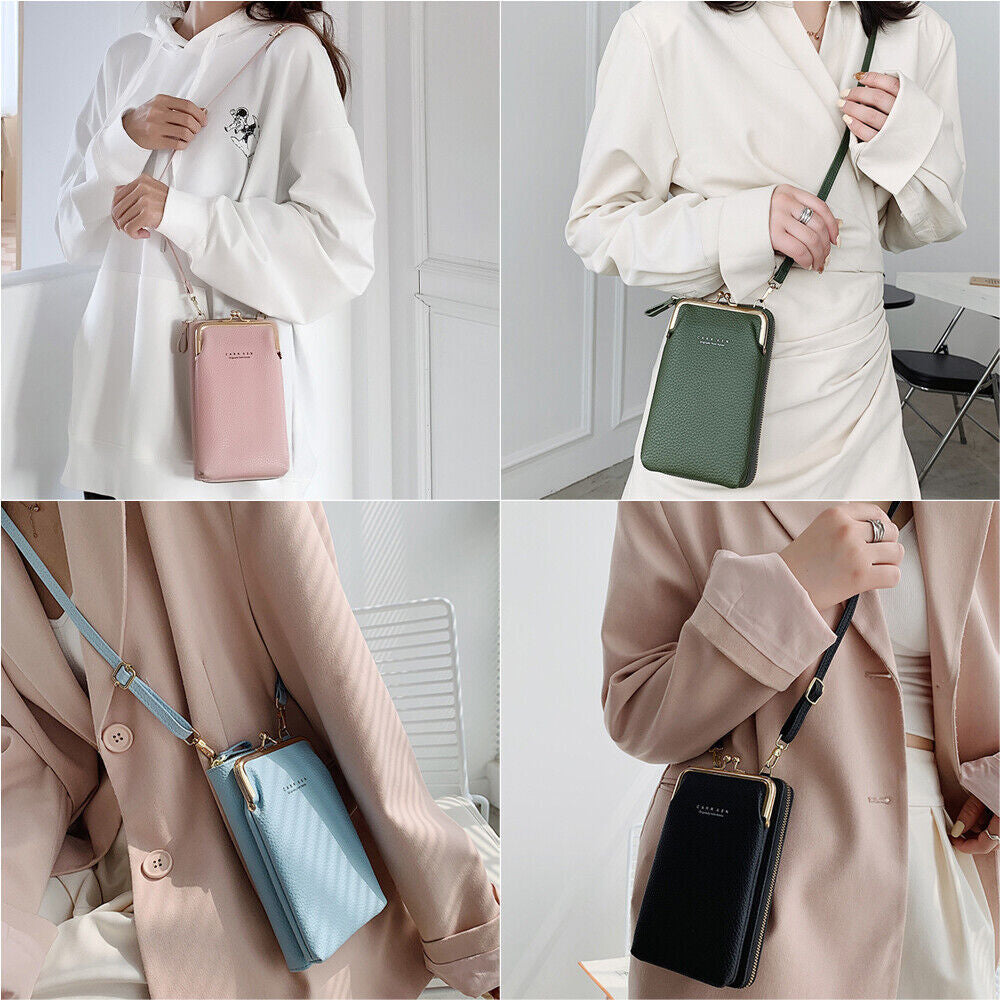 Small Crossbody Cell Phone Bag for Women Leather Shoulder Bag Card Holder Wallet