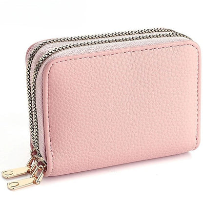 Women'S Double Zipper Wallet Fashion Short Credit Card Holder with Large Capacity Coin Purse