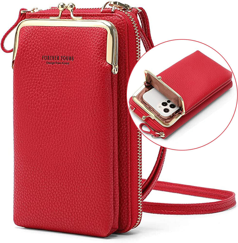 Small Crossbody Cell Phone Bag for Women Leather Shoulder Bag Card Holder Wallet
