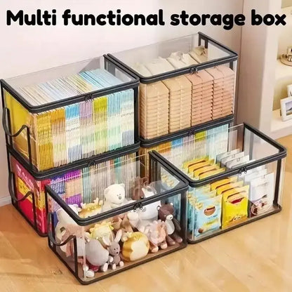 【Free Shipping 】Large Clear Thick Plastic Storage Box with Hinged Lid, Heavy-Duty Durable High Capacity Organizer, Perfect for Home, Camping, Travel, Attic and Moving