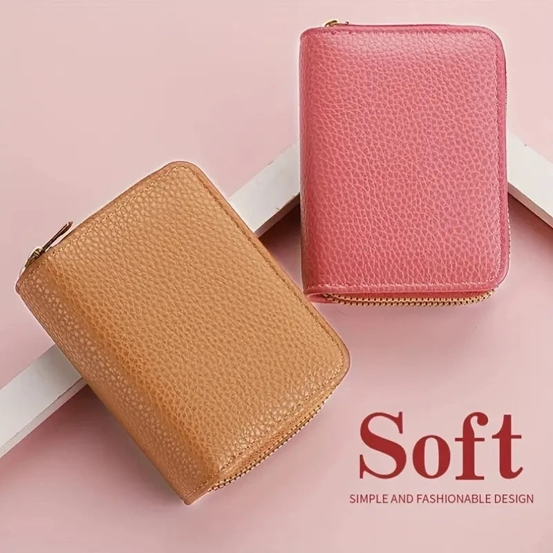 Women'S Double Zipper Wallet Fashion Short Credit Card Holder with Large Capacity Coin Purse