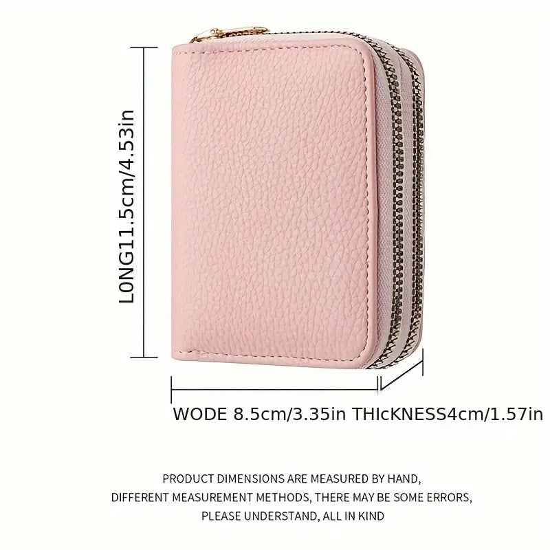 Women'S Double Zipper Wallet Fashion Short Credit Card Holder with Large Capacity Coin Purse