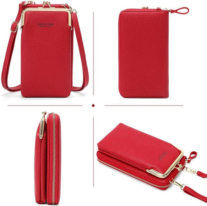 Small Crossbody Cell Phone Bag for Women Leather Shoulder Bag Card Holder Wallet