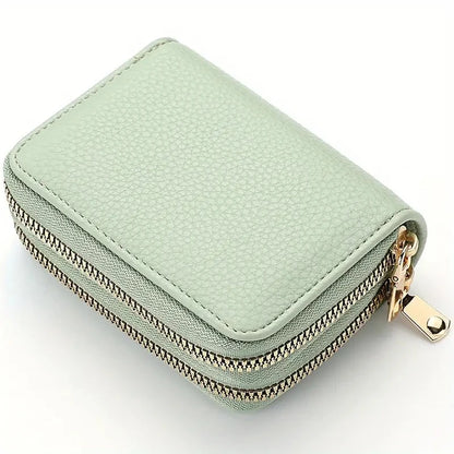 Women'S Double Zipper Wallet Fashion Short Credit Card Holder with Large Capacity Coin Purse