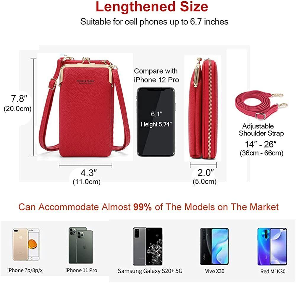 Small Crossbody Cell Phone Bag for Women Leather Shoulder Bag Card Holder Wallet